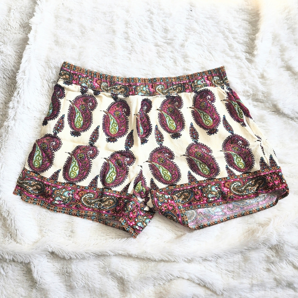 Ettitwa by anthropologie colorful patterned elastic waist shorts size XS